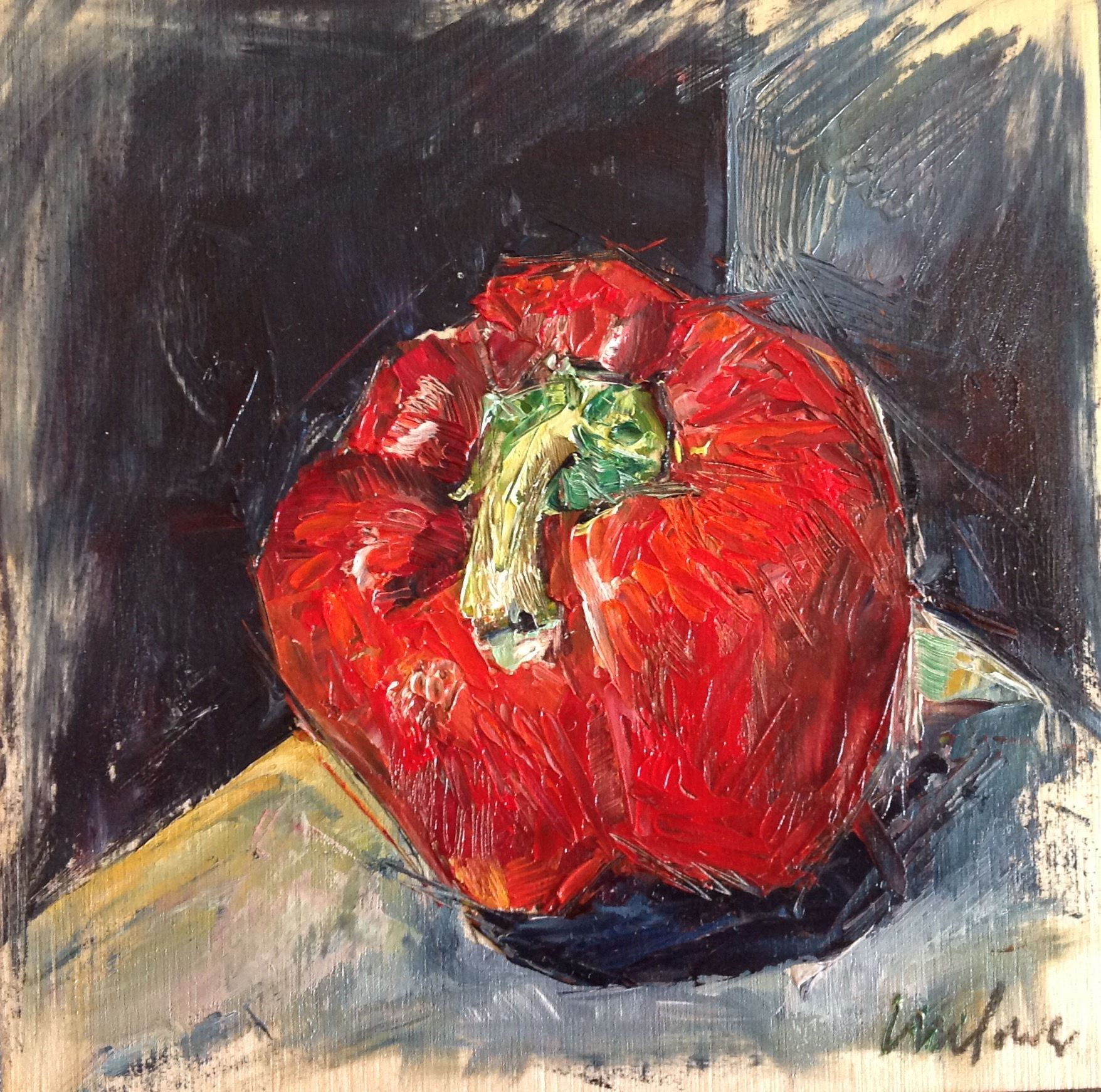 Red Pepper - Framed Still Life Oil Painting on Board
