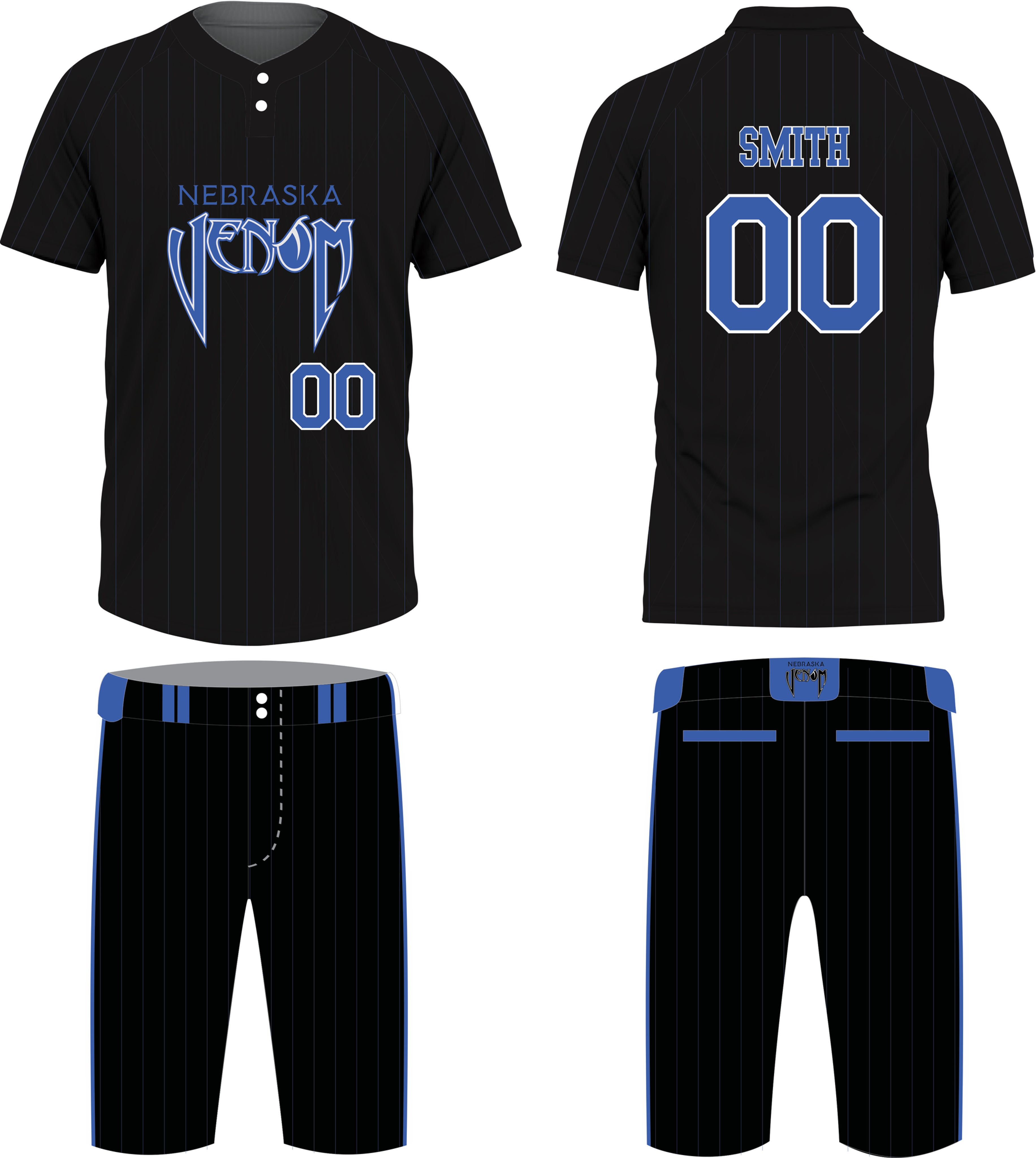 Venom Jersey Set Black with Royal