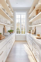 Custom walk-in pantry and scullery design with built-in cabinetry, storage organization, and functional luxury design in a Northeast Florida custom home