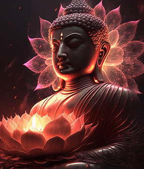 beautiful-light-spectrum-buddha39s-light-flashing-bright-red-yellow-lotus-flower-burning-c