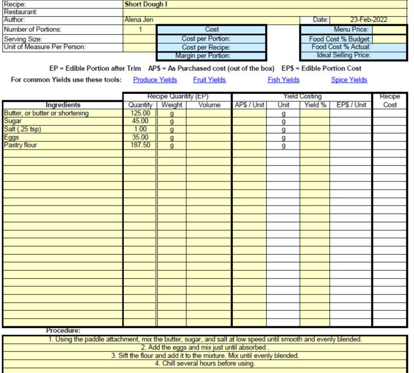Short Dough I Recipe