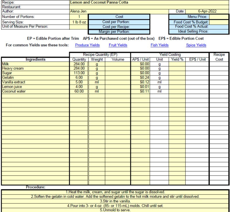 Lemon and Coconut Panna Cotta FC