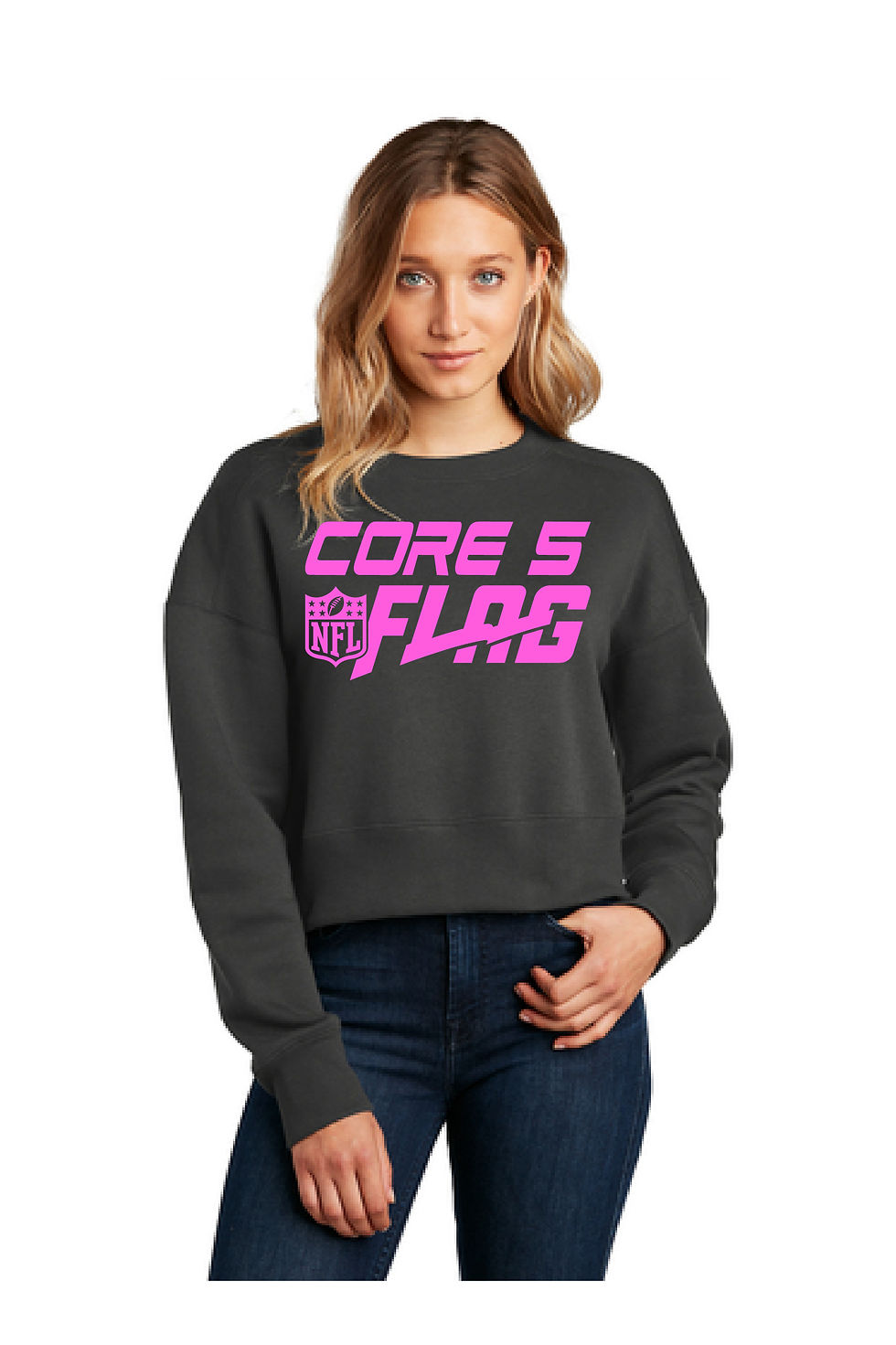 C5 NFL FLAG - GLITTER Ladies Cropped Crew Sweatshirt (COLOR OP