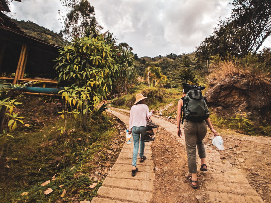 Walking to the Chocolate House in the mountains near Jardin, Colombia.