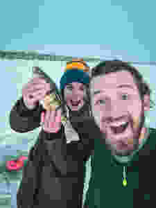 Ice fishing on Pickerel Lake in Northern Michigan
