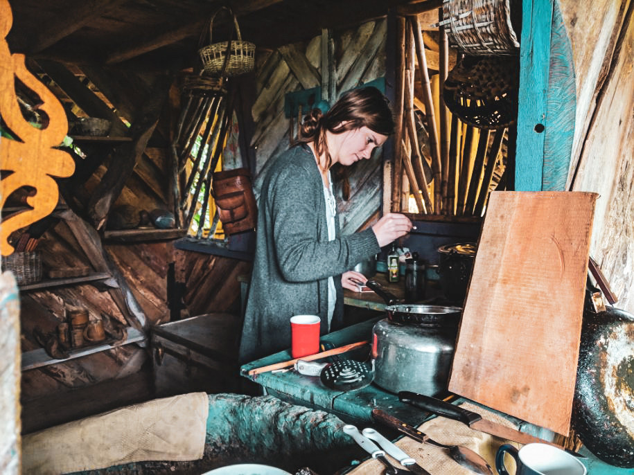 Cooking breakfast in Jardin, Colombia.