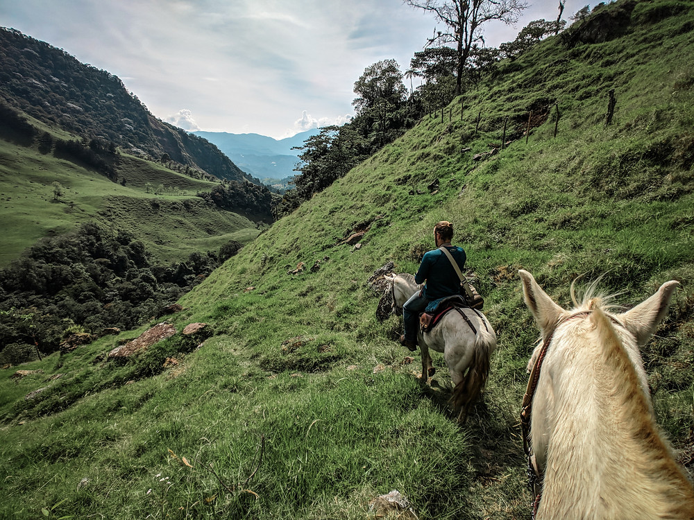 Mountain views while horseback riding in Jardin, Colombia.