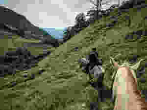 Mountain views while horseback riding in Jardin, Colombia.