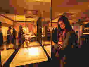 Steph observing a display at El Museo de Oro, The Museum of Gold in Bogota, Colombia.