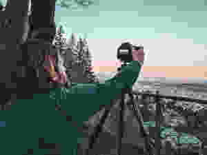 Taking photos of Portland from the Pittock Mansion in the PNW.