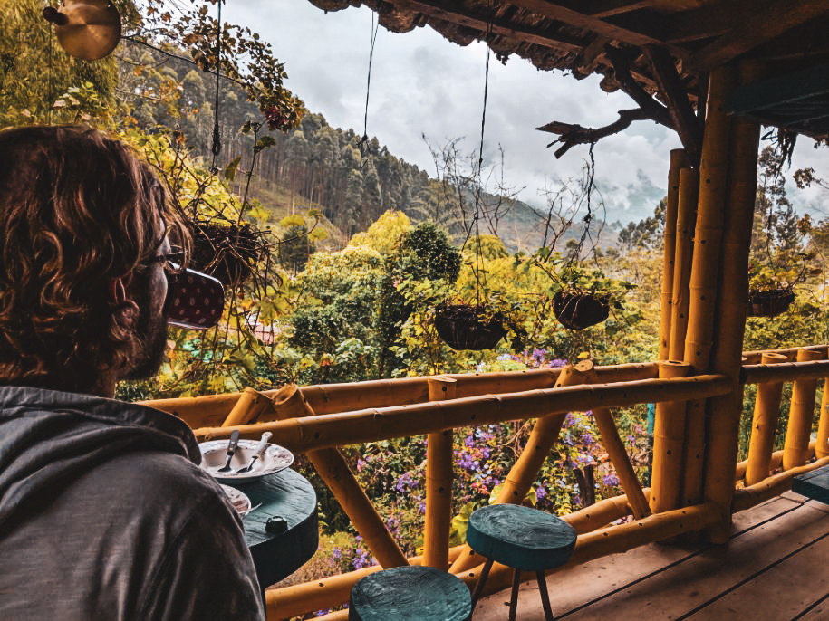 Eating breakfast in Jardin, Colombia.