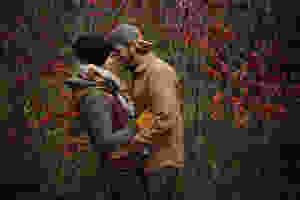 Scott and I lean in close while learning each other's love language