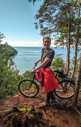 Steph at Mackinac Island with bicycle.jp