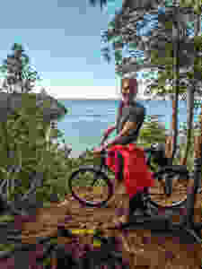 Steph from the Each Day Slow blog riding bicycle on Mackinac Island.