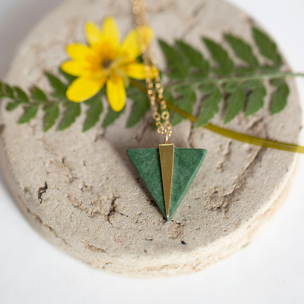Thumbnail: Gold-Filled, Brass and Paper 'Triangle' Necklace