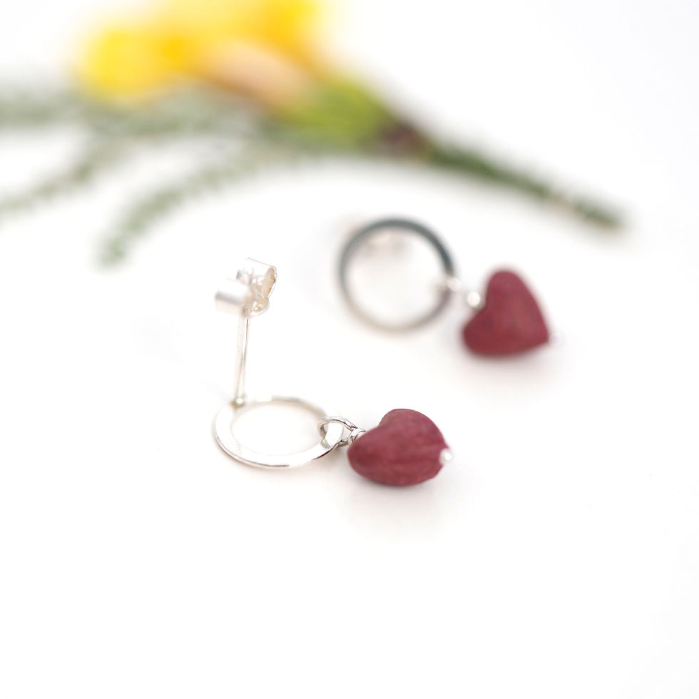 Thumbnail: Sterling Silver, Paper 'Heart' Drop Studs