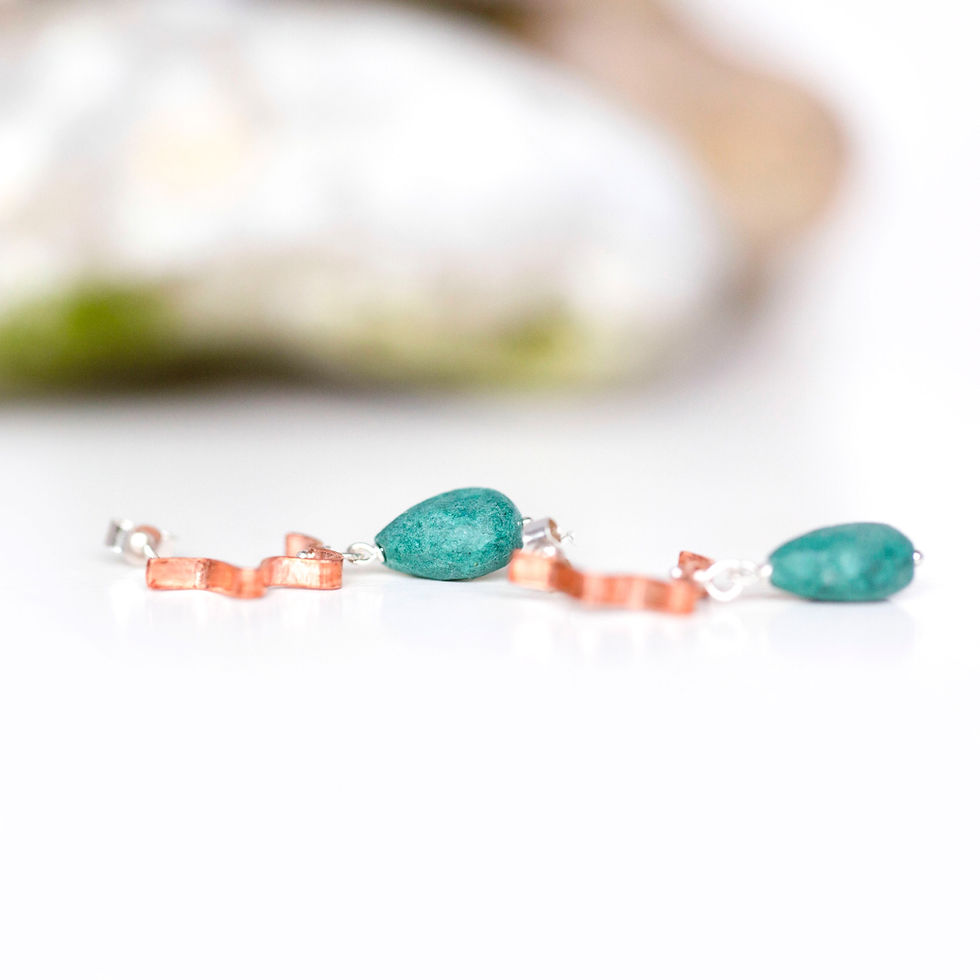 Thumbnail: Copper 'Tear' Drop Hoop Studs