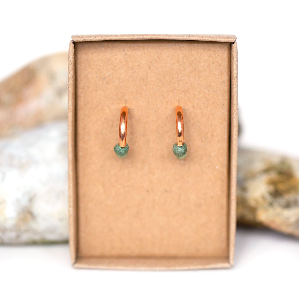 Thumbnail: Copper Hoop Earrings with Mini Paper Beads