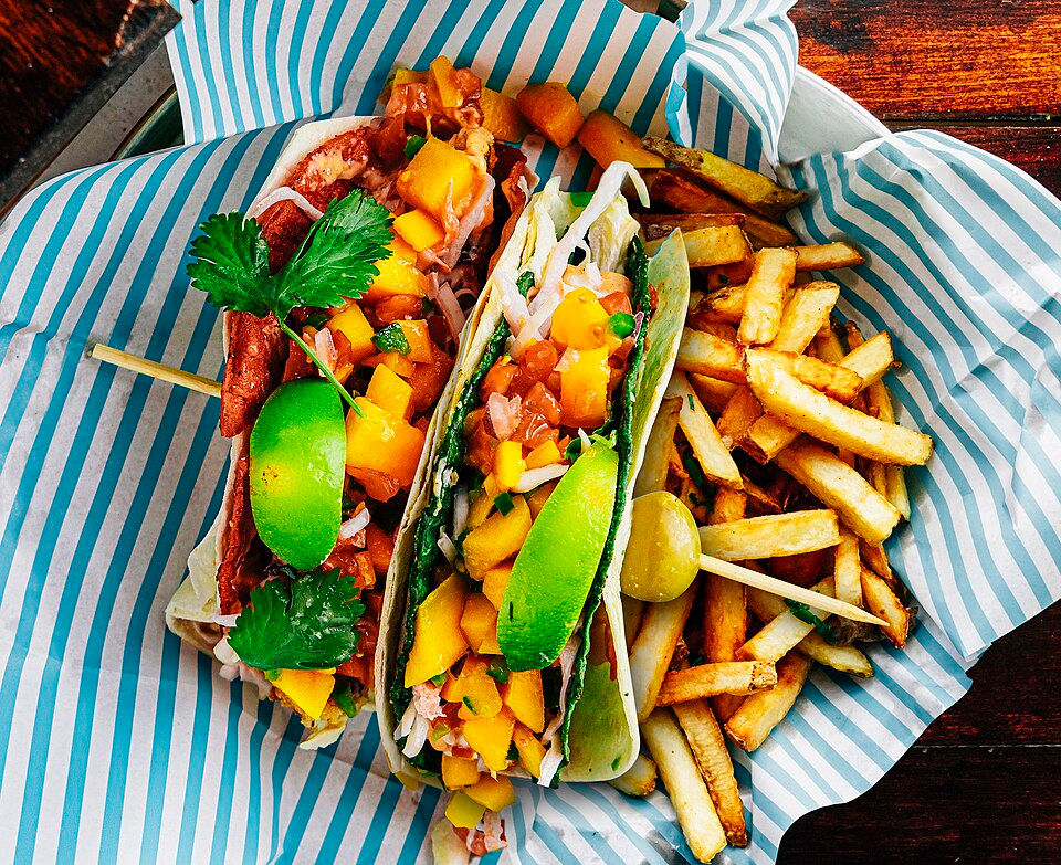 "Fish Tacos And Fries" by MTBanks, via Wikimedia Commons, licensed under Creative Commons Attribution-ShareAlike 4.0 International (CC BY-SA 4.0).