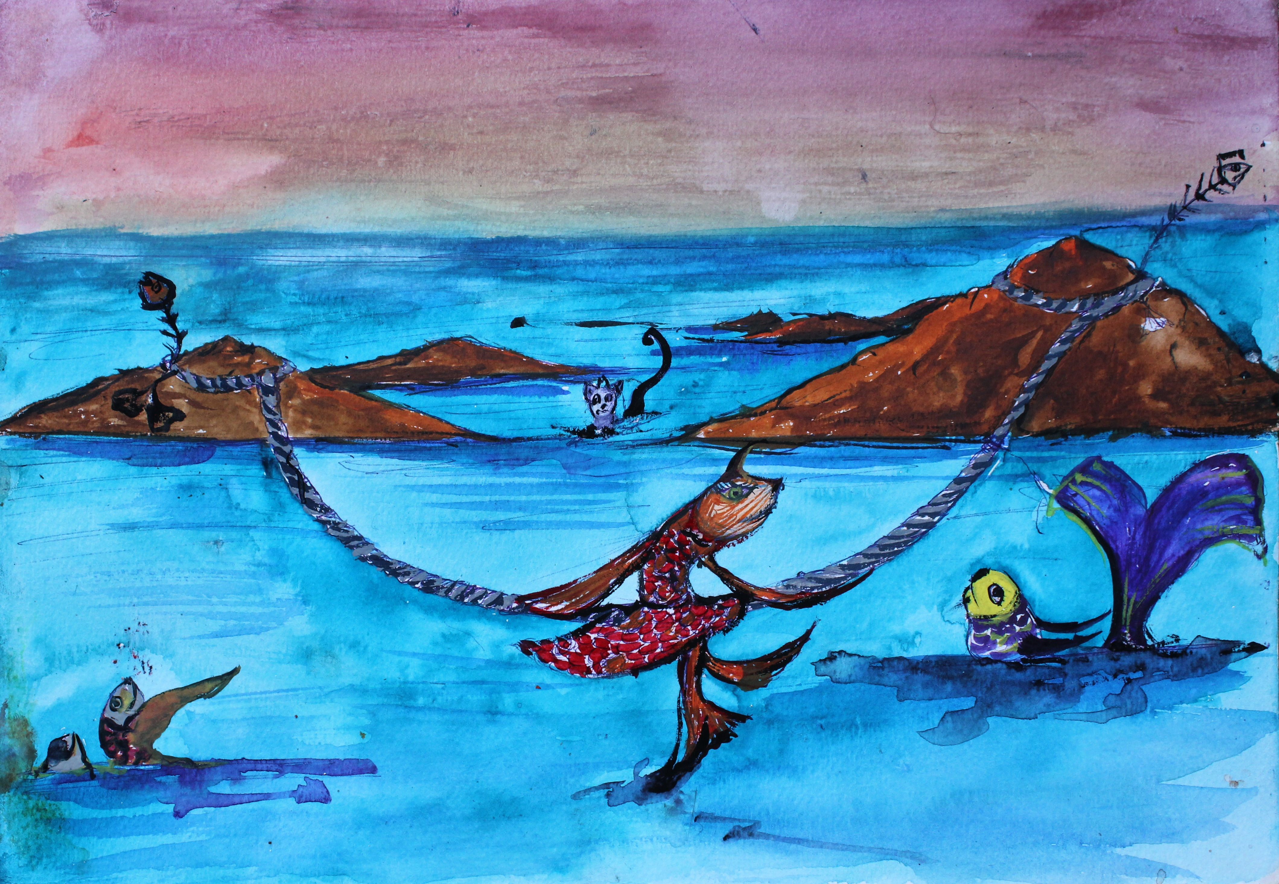 adalar salıncağında sallanan kırmızı balık