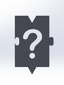 The CAD model for the top half of the question mark puzzle piece