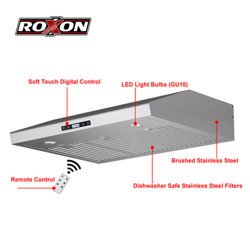 860 CFM ULTRA SLIM Under Cabinet Range Hood RXN-U14BSN-30 | ROXON Inc.