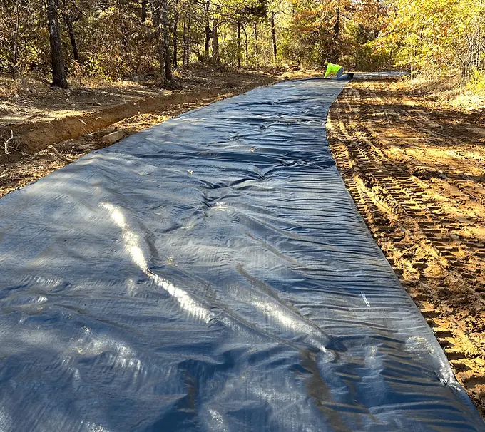 Geotextile fabric being installed