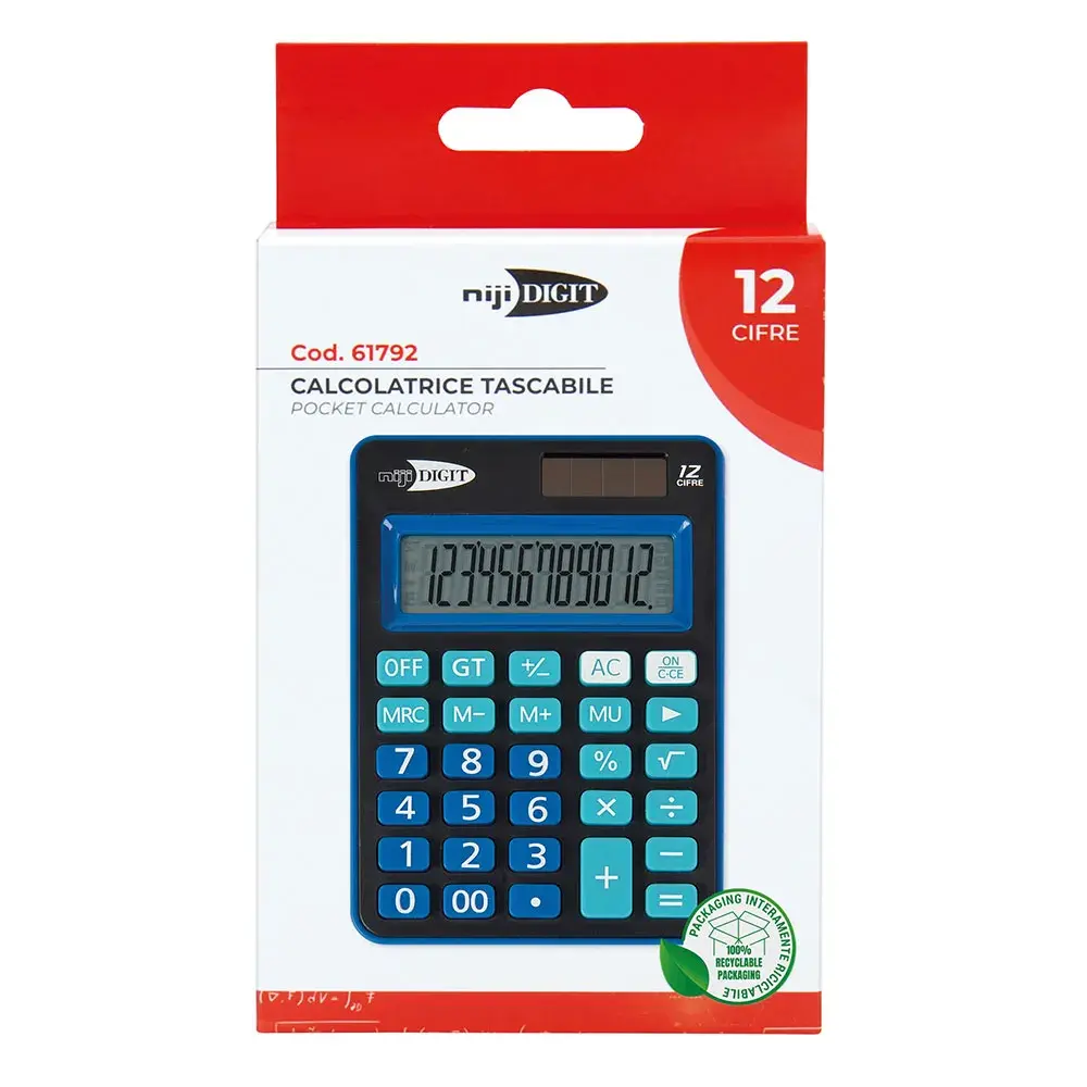 CALCOLATRICE TASCABILE 12 CIFRE 8.5x12  61792