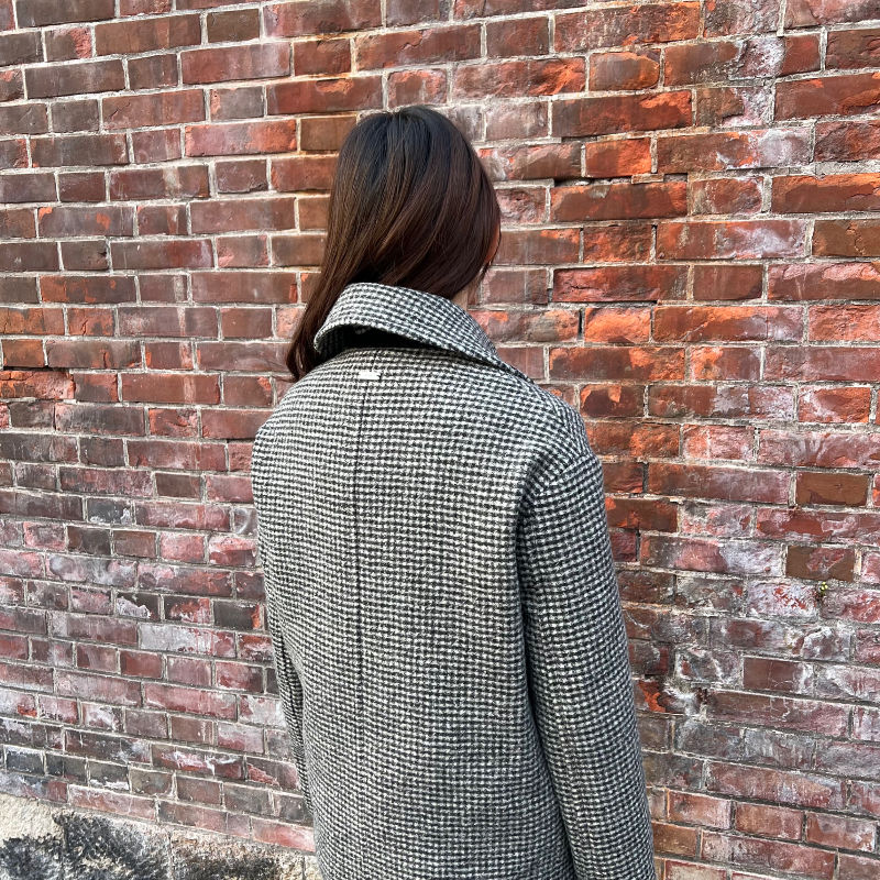Thumbnail: houndstooth check half coat