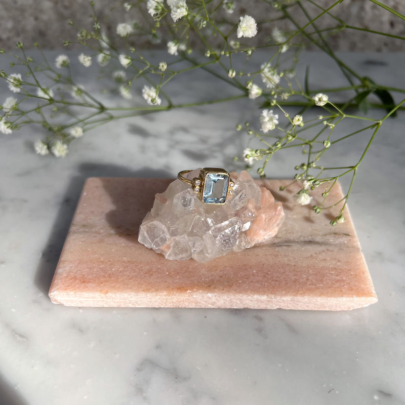 サムネイル： blue topaz ring K18 gold plated A