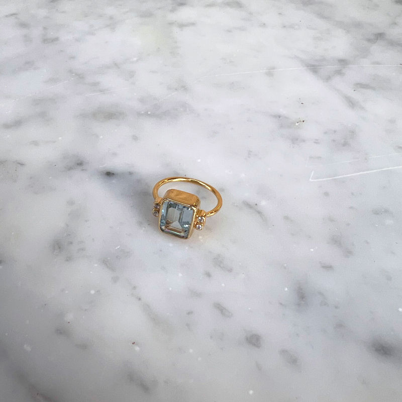 Thumbnail: blue topaz ring K18 gold plated A