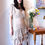 Thumbnail: rose champagne lame tiered dress