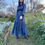 Thumbnail: midnight blue silver lame dress