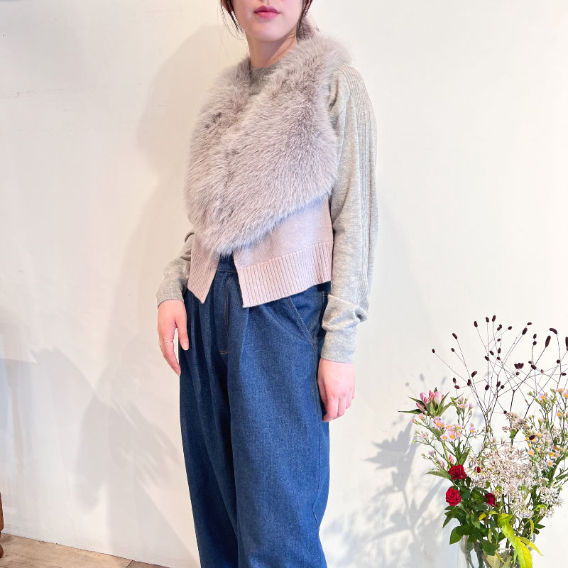 Thumbnail: light gray eco fur vest
