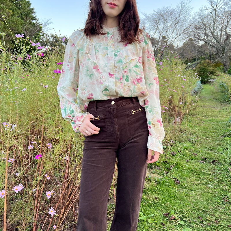 サムネイル： marron brown cotton velor pants