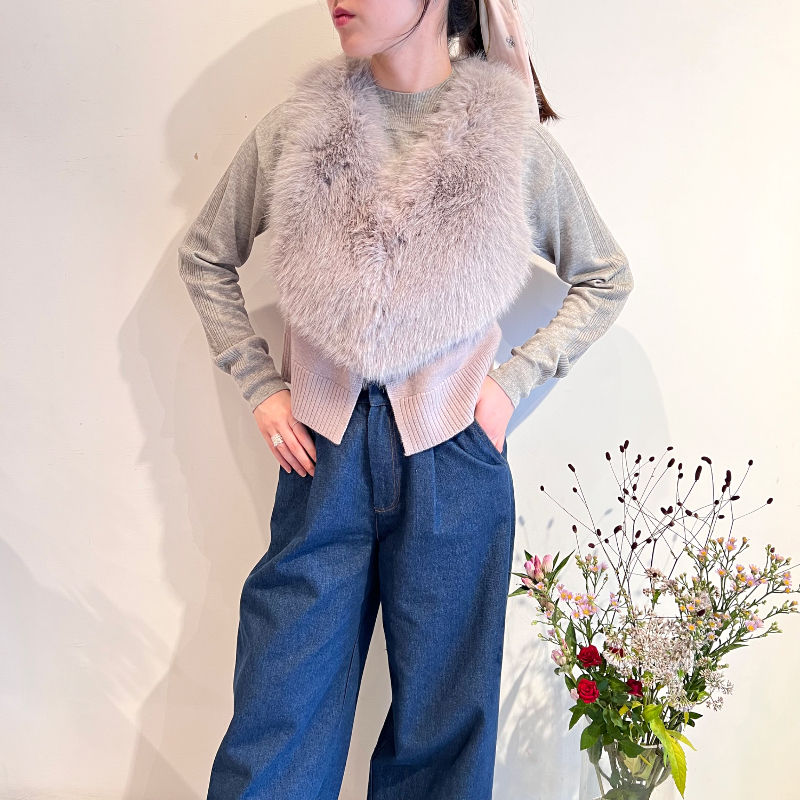 Thumbnail: light gray eco fur vest