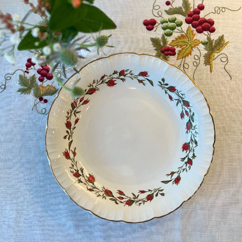 rose bud flat plate Digoin Sarregumines平皿