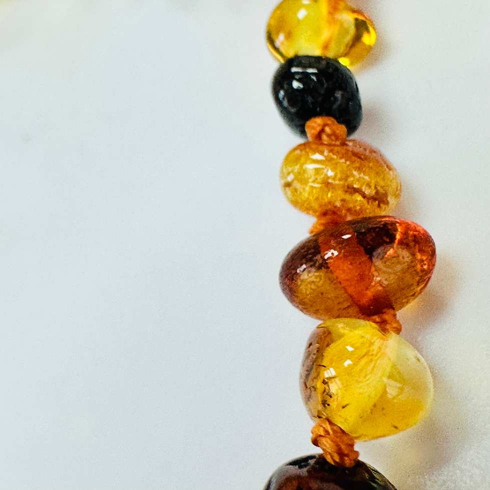 Thumbnail: New Amber multi coloured knotted bracelet 8 inch