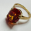 Thumbnail: Hand cut Synthetic Sapphire Tangerine Orange 9ct yellow gold ring size N
