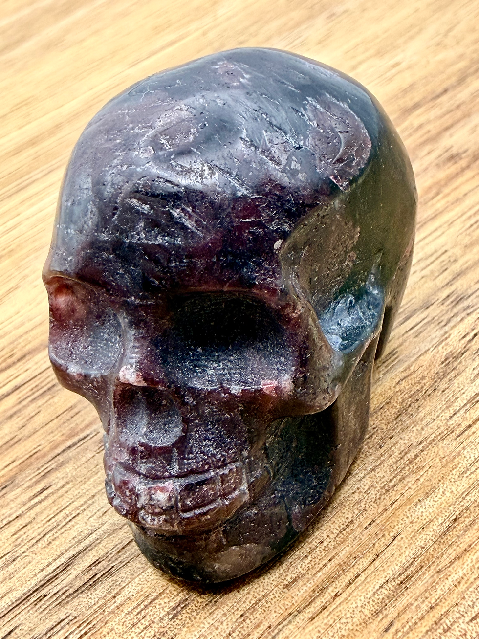 Thumbnail: Natural Garnet Carved Skull 38mm x48mmx 32mm 113g