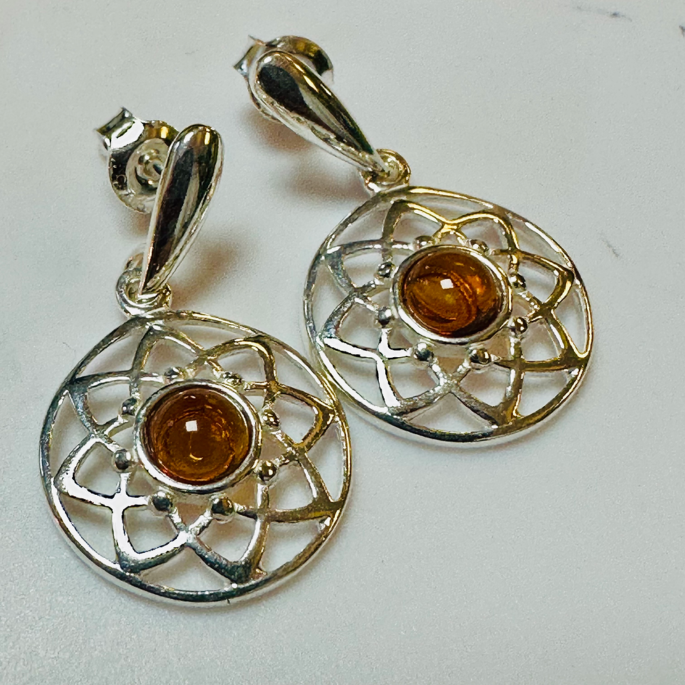 Thumbnail: Sterling silver amber earrings 