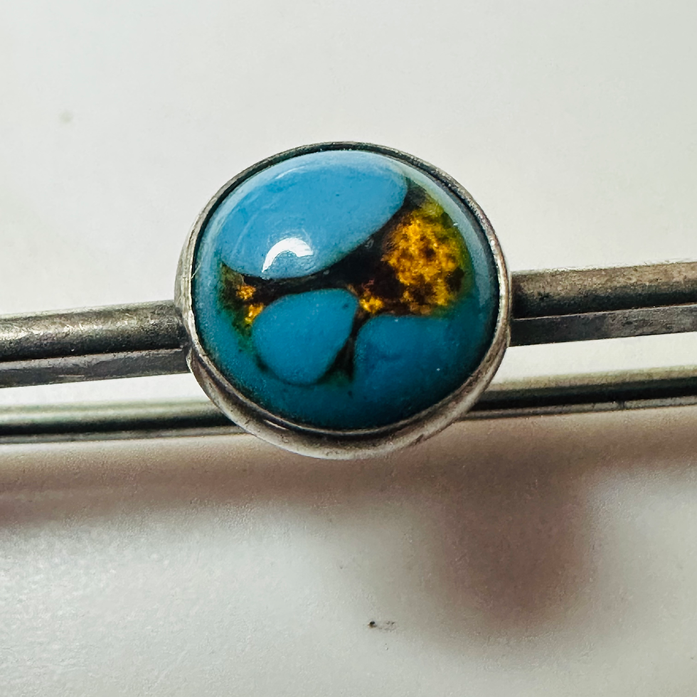 Thumbnail: Sterling silver Brooch With turquise glass poss Bernard Ingatstone