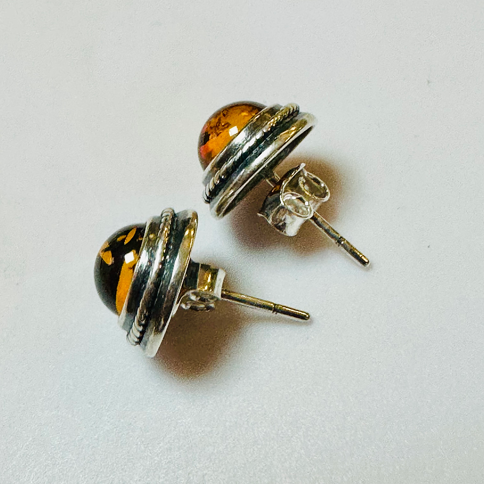 Thumbnail: Sterling silver Amber stud earrings