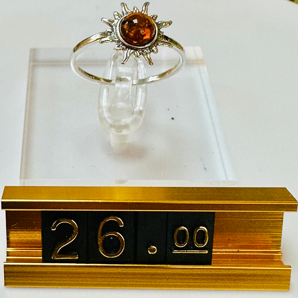 Thumbnail: Sterling silver sunburst Amber ring size S
