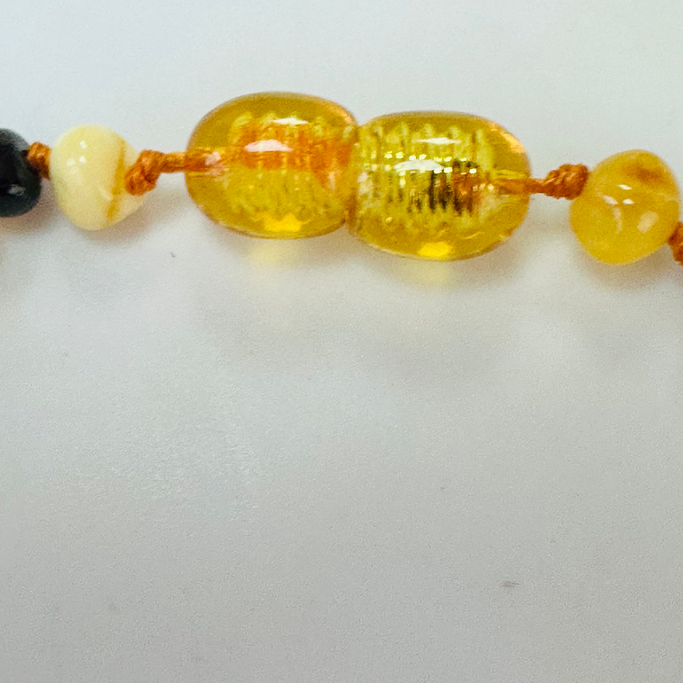 Thumbnail: New Amber multi coloured knotted bracelet 8 inch