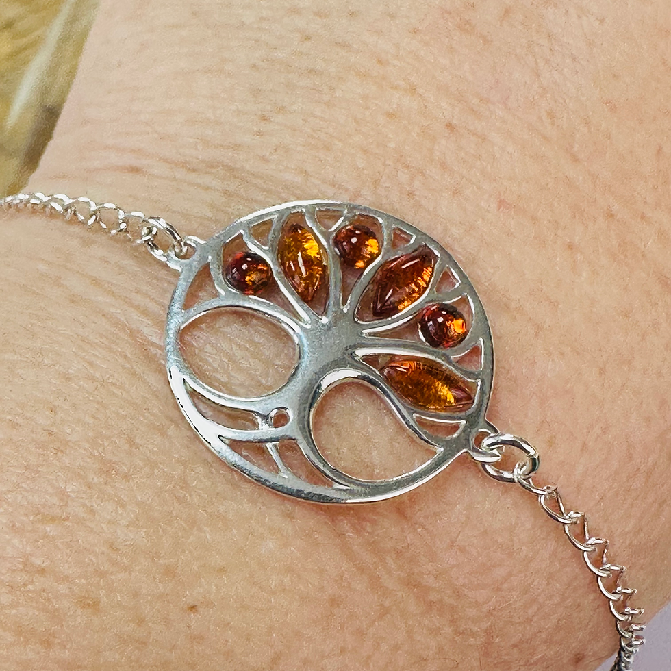 Thumbnail: New Sterling silver and Amber tree of life Bracelet