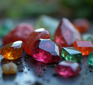 A-collection-of-tourmaline-gemstones-displaying-a-vibrant-range-of-colours-under-soft-ligh