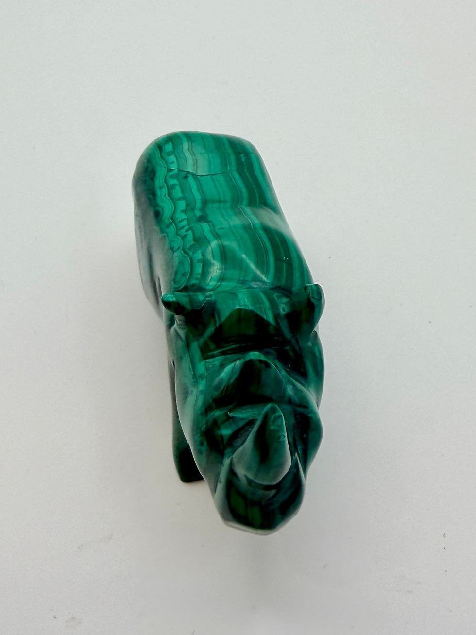 Thumbnail: Malachite Carving of a Rhino 79mm across 121g