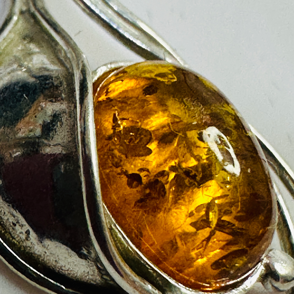 Thumbnail: Sterling silver Amber necklace 18in chain