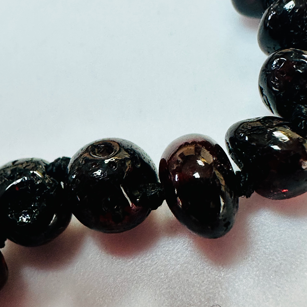 Thumbnail: New Amber hand knotted bracelet dark amber 8inch